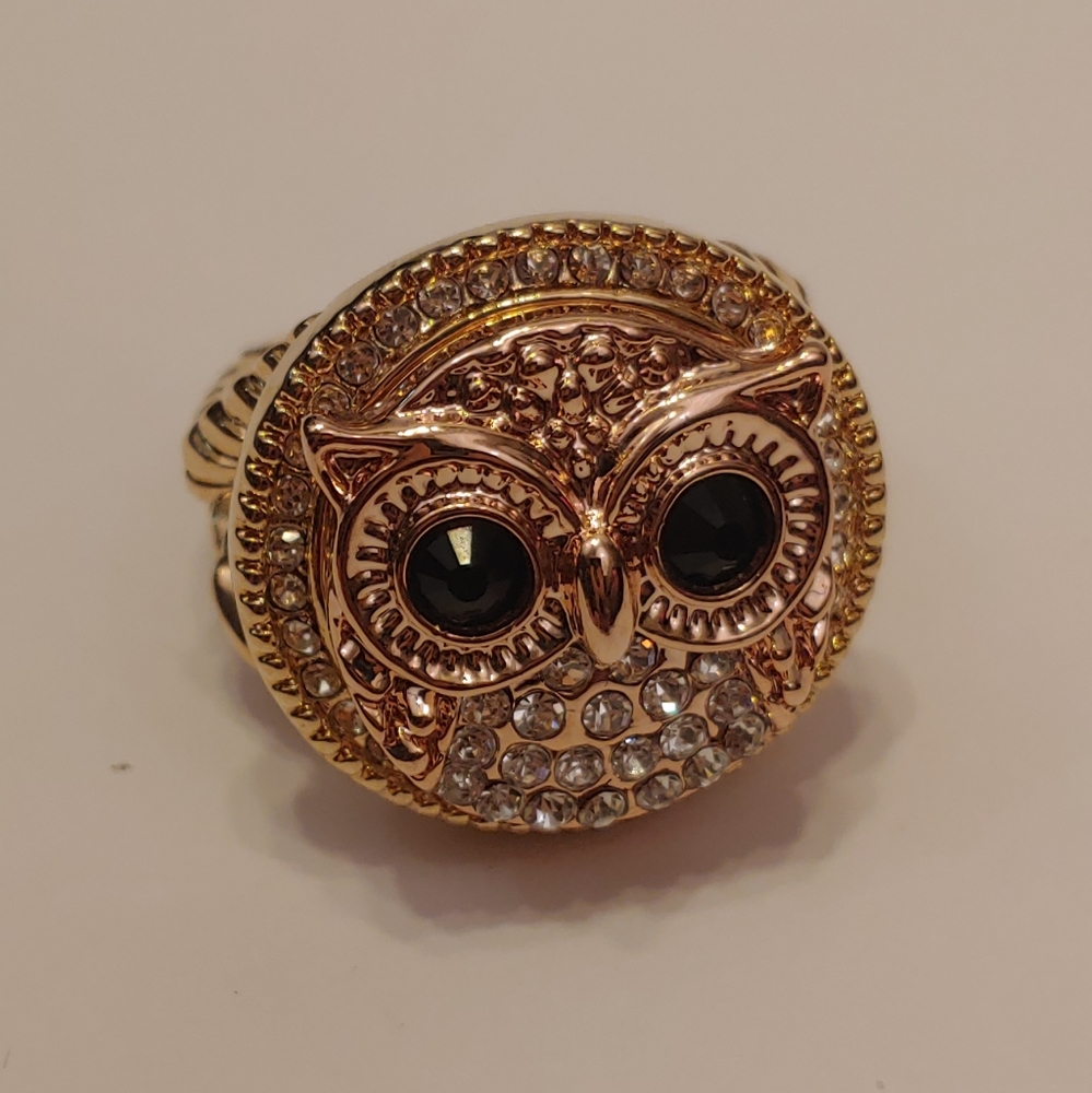 NWOT Gold and Rose Gold Owl Ring w/ 18mm Snap - Picture 4 of 5